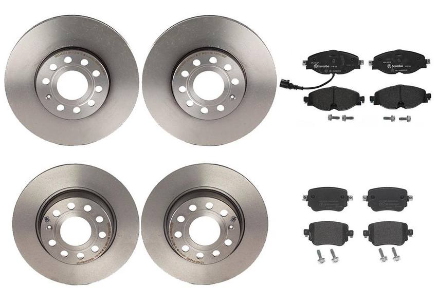 VW Brakes Kit - Pads & Rotors Front and Rear (288mm/272mm) (Low-Met) 8V0698151G - Brembo 4055564KIT